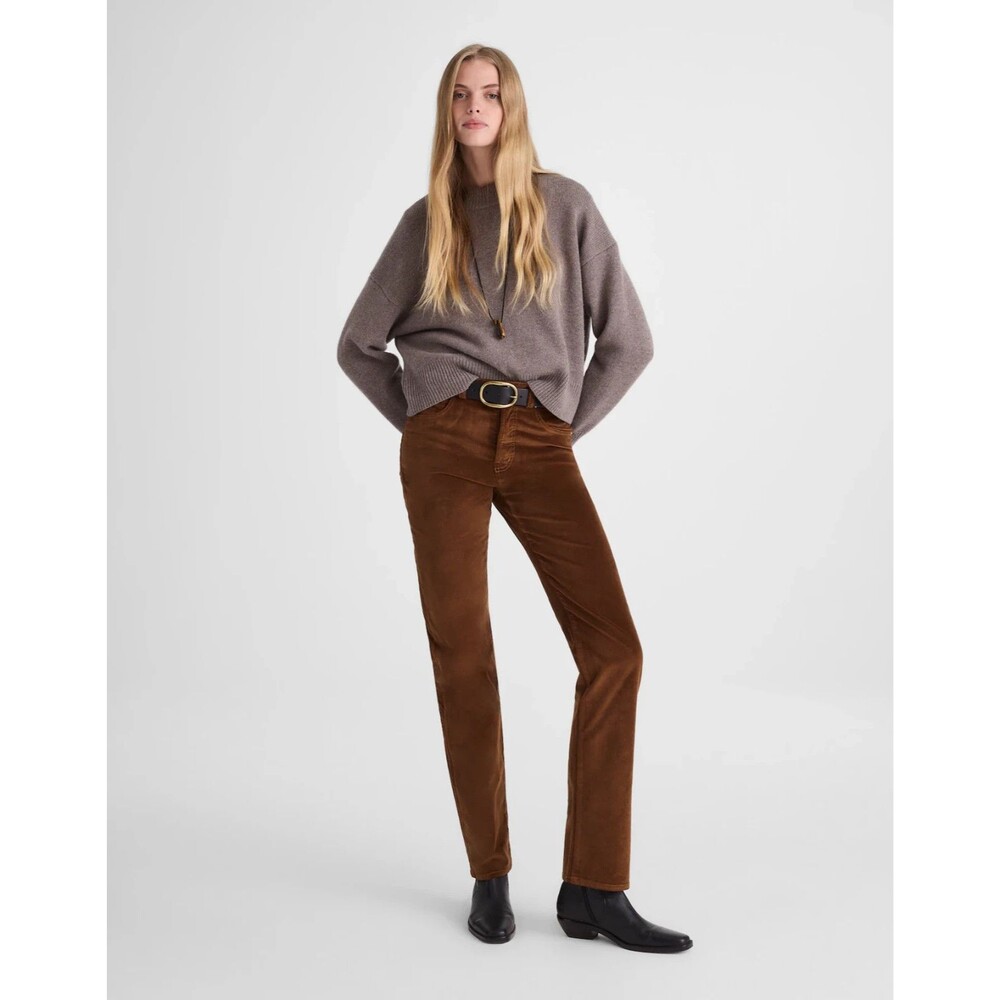 MADEWELL The Longline Straight Pant Velvet 26 Dk Pecan Comfort Stretch NWT B61
